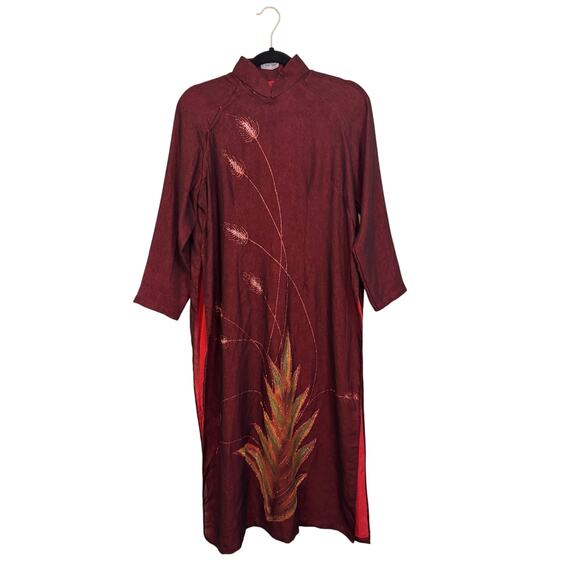 My Hauh Dresses & Skirts - My Hauh Ao Dai Dress M/L Red Midi Vietnamese Cultural Ethnic Artsy Traditional